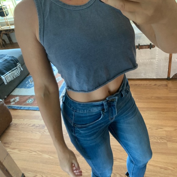 Brandy Melville Grey crop top scoop neck tank top sports bra top xs sm OS - Picture 6 of 8